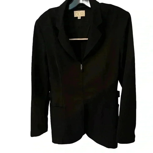 Vintage Cache women black zip up blazer. Adjustable waist buckles size 10 - Picture 1 of 13